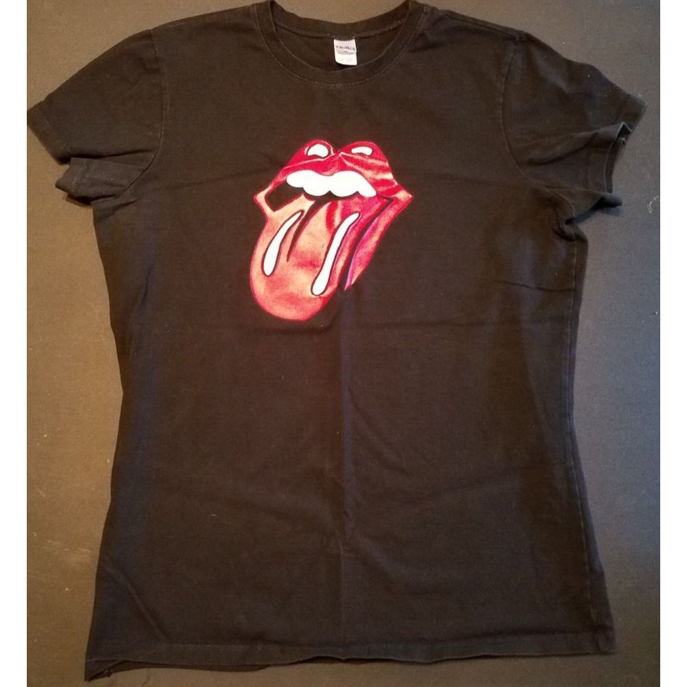 Women's Rolling Stones Voodu Lounge Black Classic Tongue T Shirt